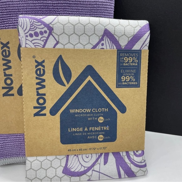 Norwex Basic Package EnviroCloth amethyst w/Gray Trim+Window Cloth Amethyst lace - Picture 2 of 8